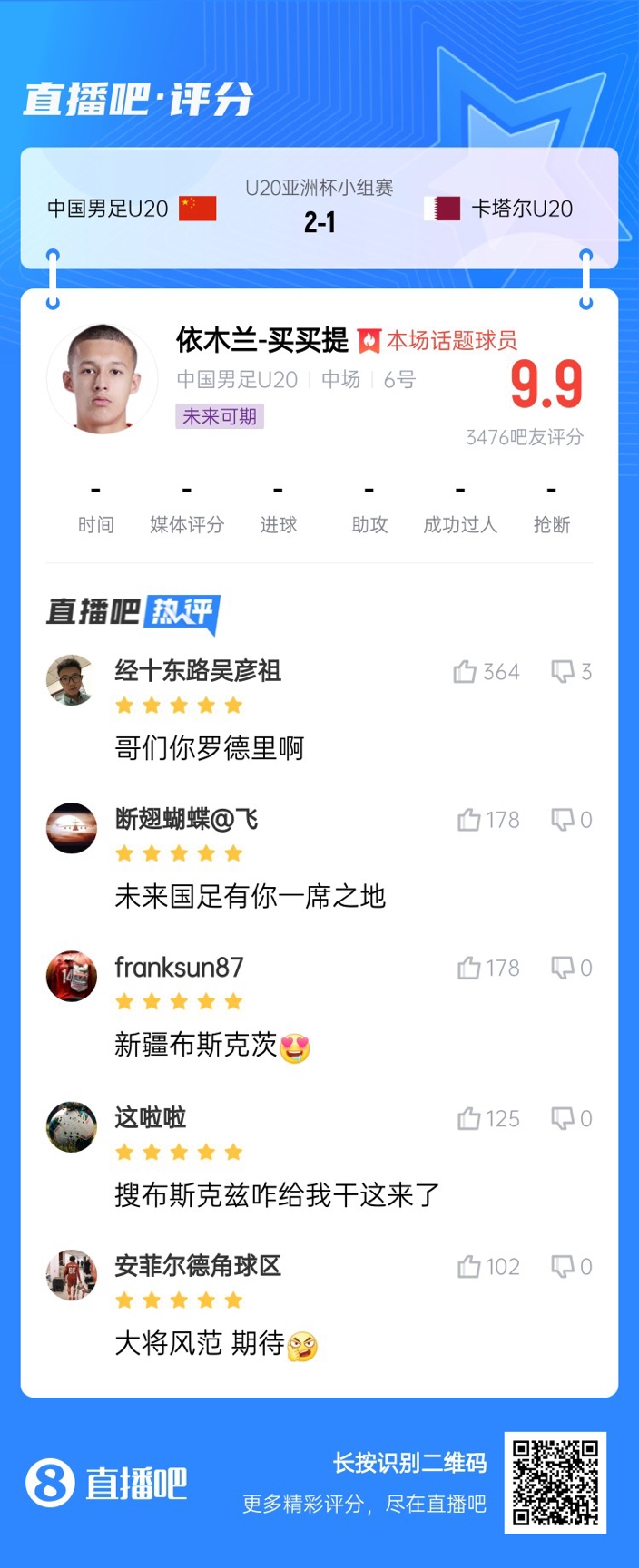 依木蘭+陳澤仕泰山中場連線！19歲依木蘭獲封：新疆布斯克茨！