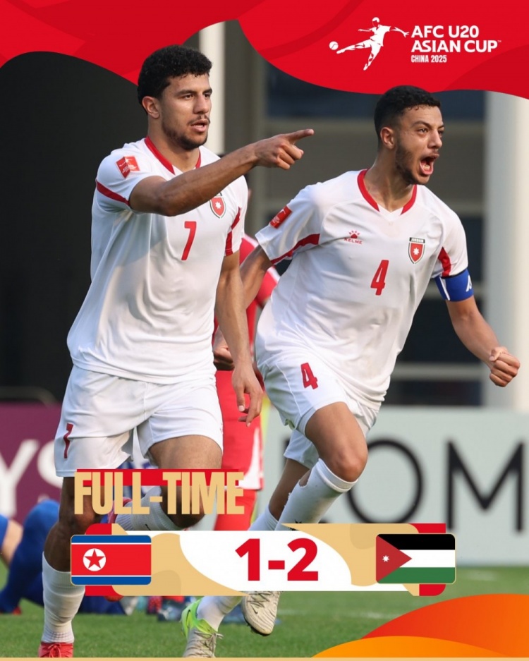 U20亞洲杯B組：朝鮮1-2不敵約旦，兩輪1分暫列B組末尾