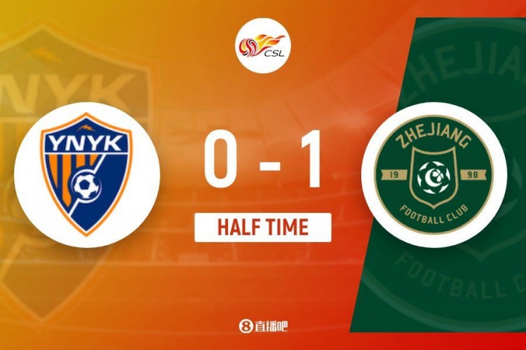 半場：浙江1-0雲南玉昆 弗蘭克壓哨破門馬鎮失誤王鈺棟表現活躍