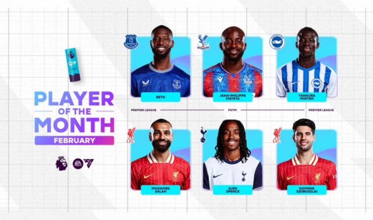 英超2月最佳候選：貝托、馬特塔、明特、薩拉赫、斯賓塞、索博